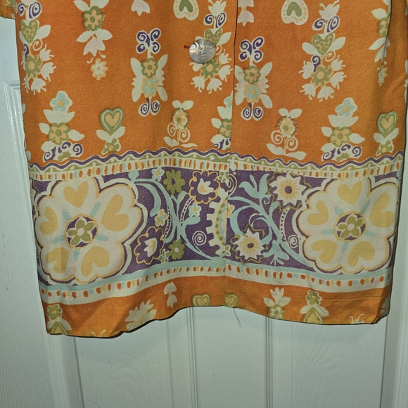 Vintage Silk Orange Purple Floral Coat Jacket - Picture 6 of 13